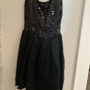 Black halter cut dress, sequins on top